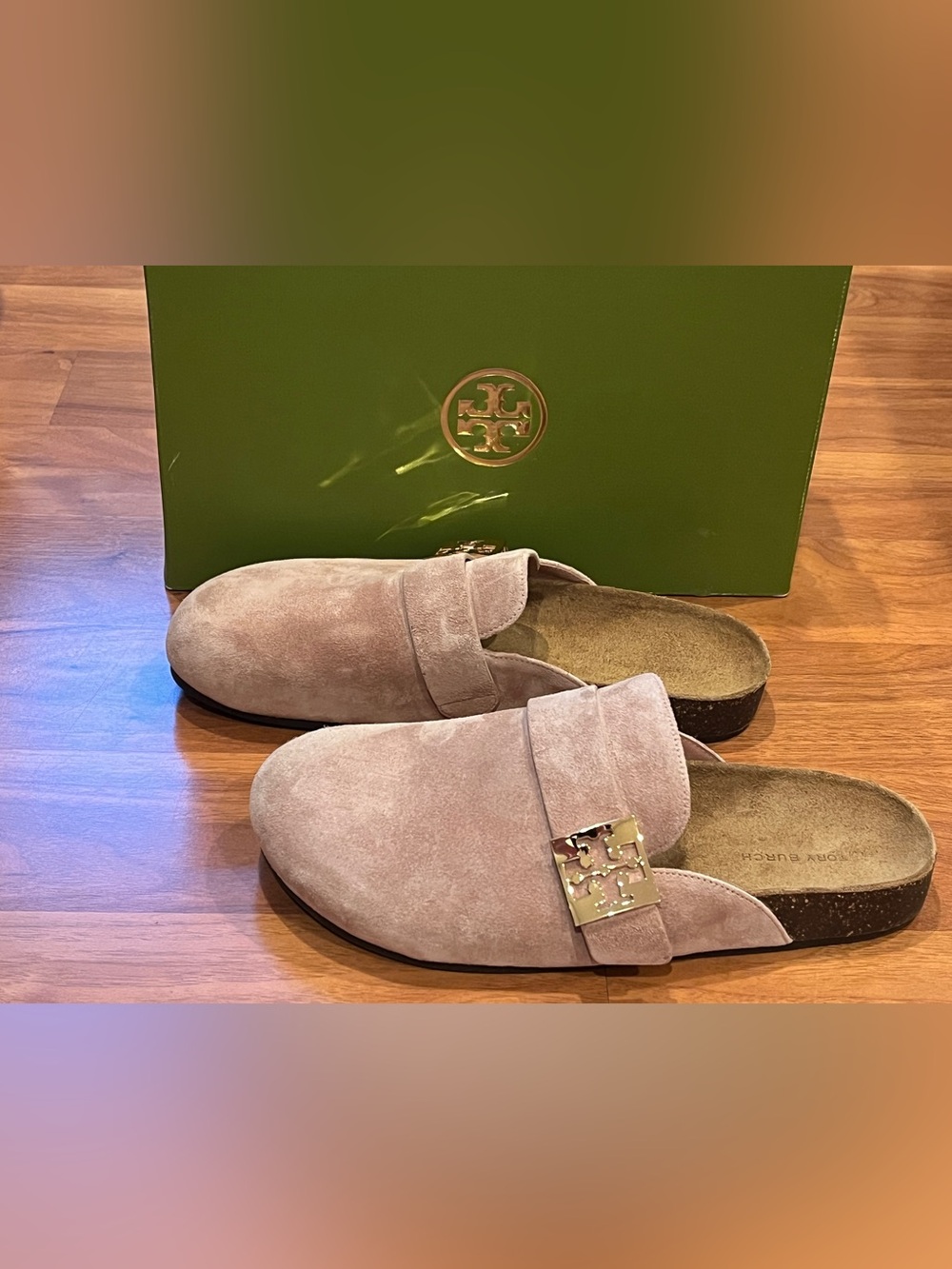 Tory Burch Suede Mellow Malva/Gold Mules - size 9.5 - NIB - Picture 4 of 12